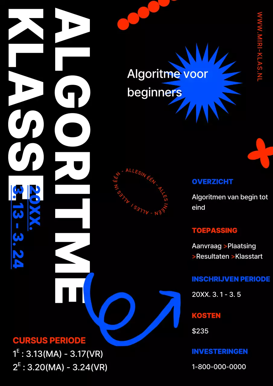 Werving van algoritmische lezingen met blauw en oranje thema