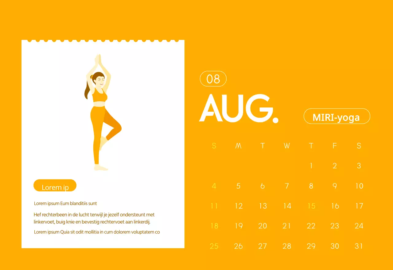 Oranje kalenders om weg te geven als je je yogastudio promoot