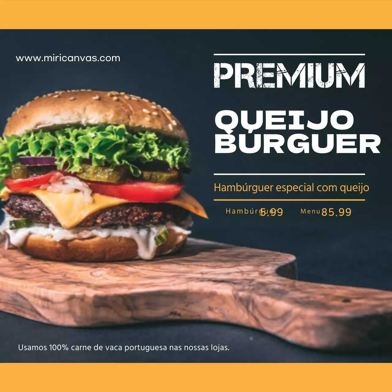 Hambúrgueres artesanais de qualidade superior Cheeseburgers Promova o seu hambúrguer de assinatura