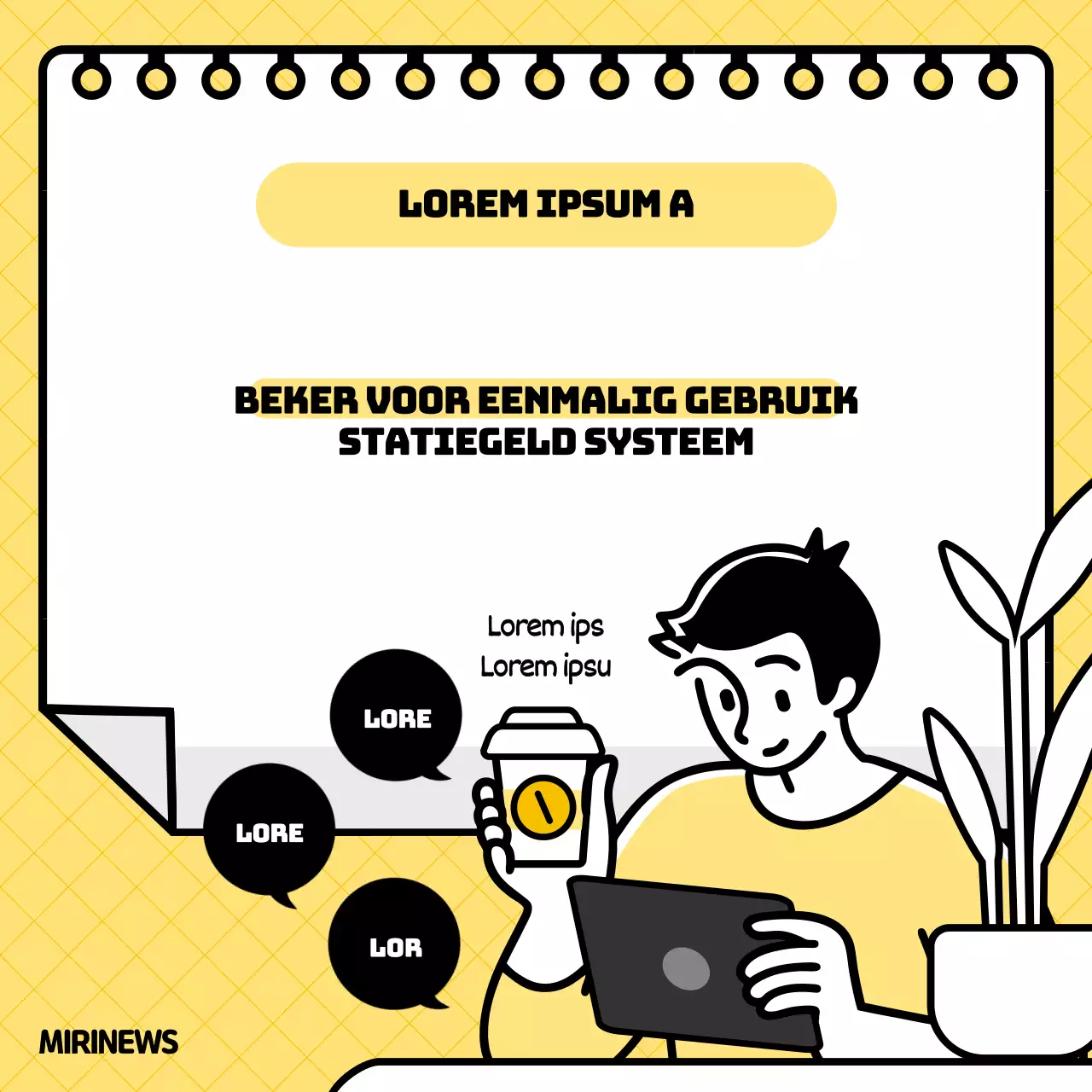 Geel en zwart illustratieconcept wegwerpbeker statiegeldsysteem