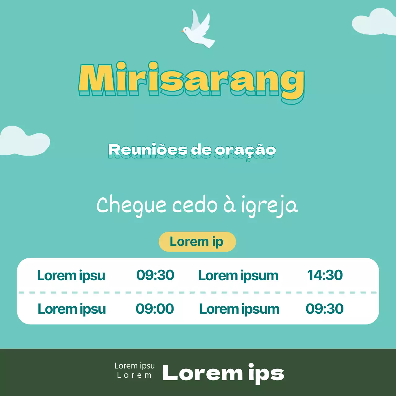 Promoção de reunião de oração de igreja gira com ilustração azul