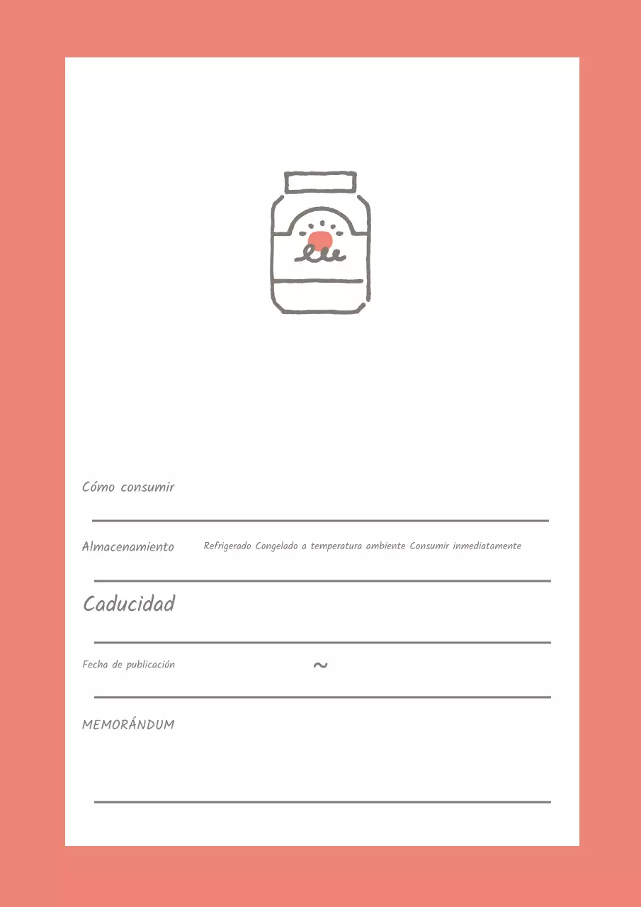 Póster de diseño sencillo para notas de conservación de alimentos en rosa