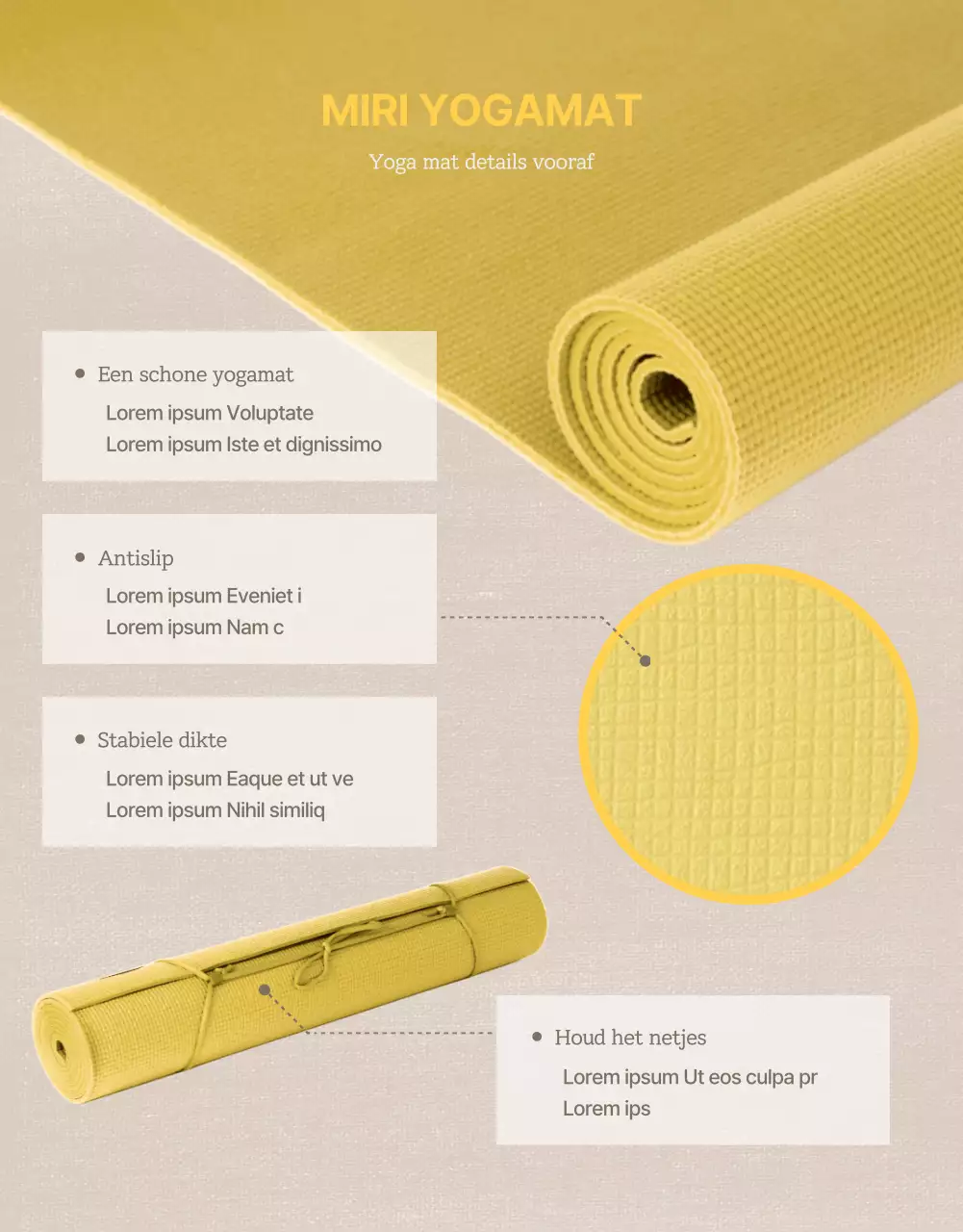 Natuurlijke bruine en gele yogamatten promoten