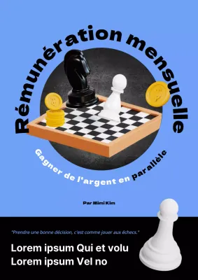 Échecs avec des cygnes bleu clair, noir et blanc et de l'argent de côté Conseil N-emploi Développement personnel Promotion