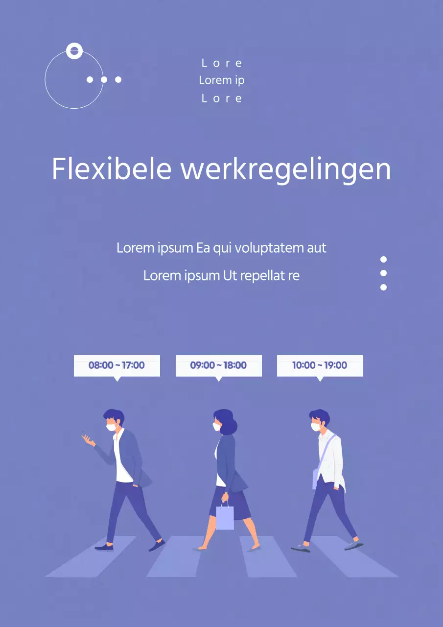 Aankondigingen in verschillende situaties met illustraties van het dagelijks leven van mensen in rustige kleuren