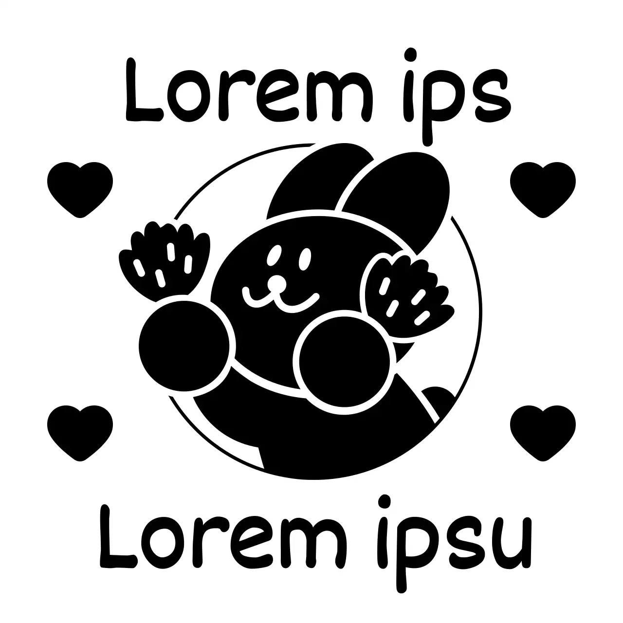 Compliment stempel met een schattig zwart dierenfiguur