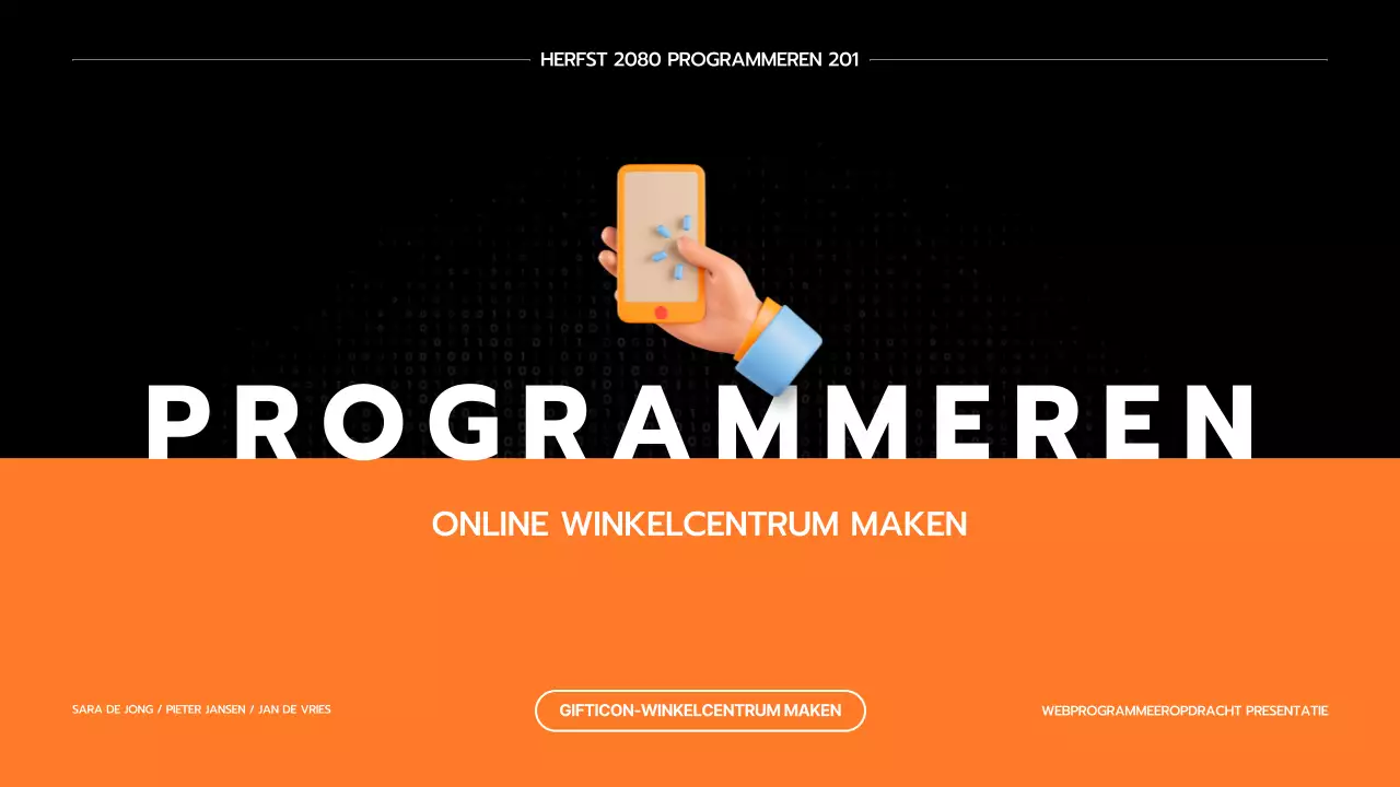 Presenteer een eenvoudige op techniek geïnspireerde projectopdracht in zwart en oranje