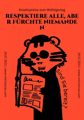 Handgezeichneter Tiger beim Lesen einer Zeitung mit süßer orange-schwarzer Sonnenbrille