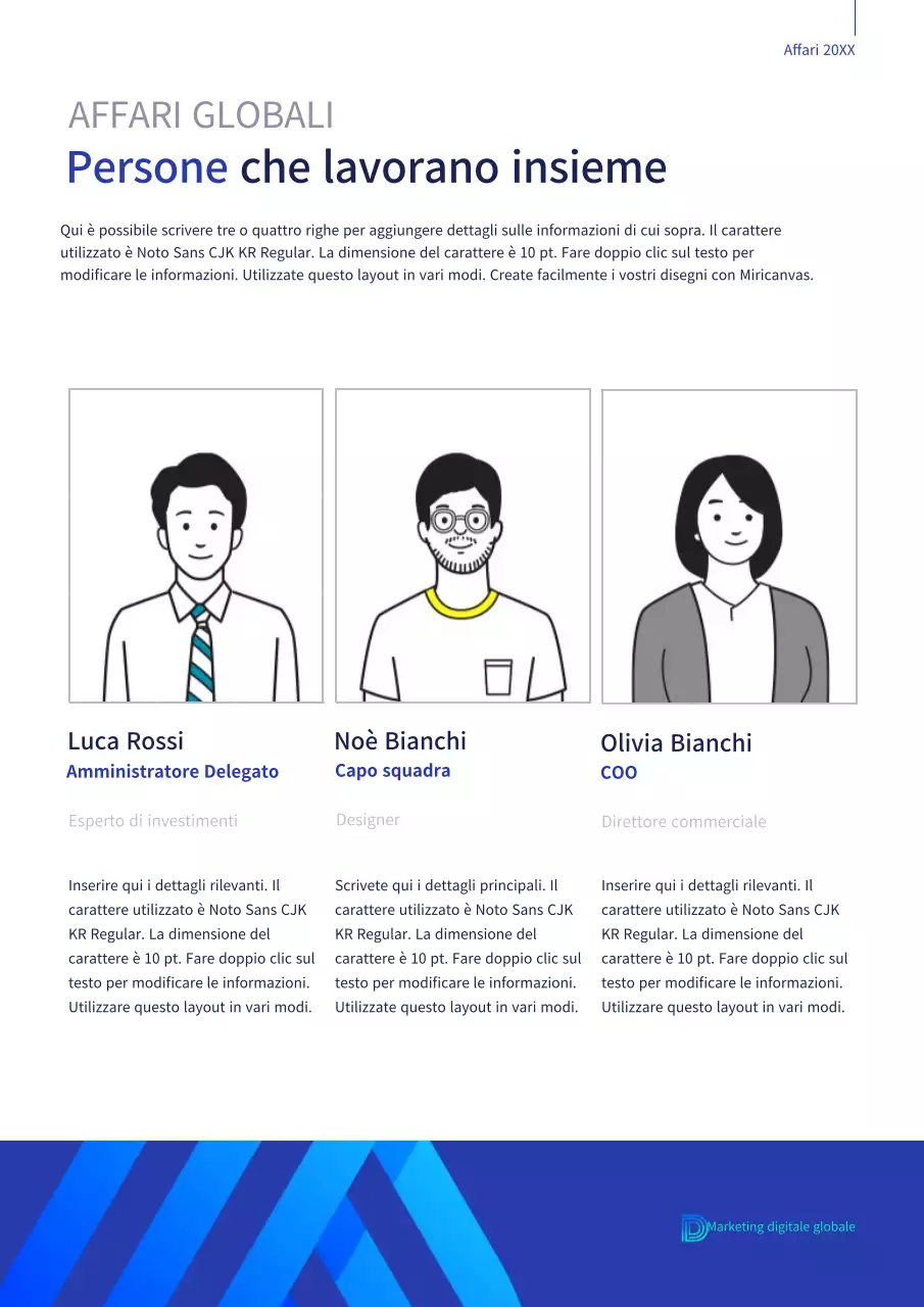 Tema Blue Business Global About Us (Documento aziendale verticale)