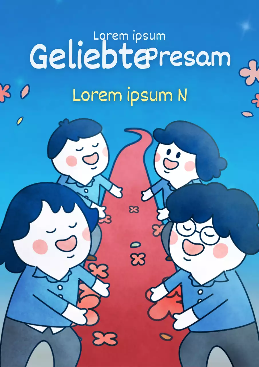 Niedliche Illustration in Blau zum Geburtstag des Lehrers