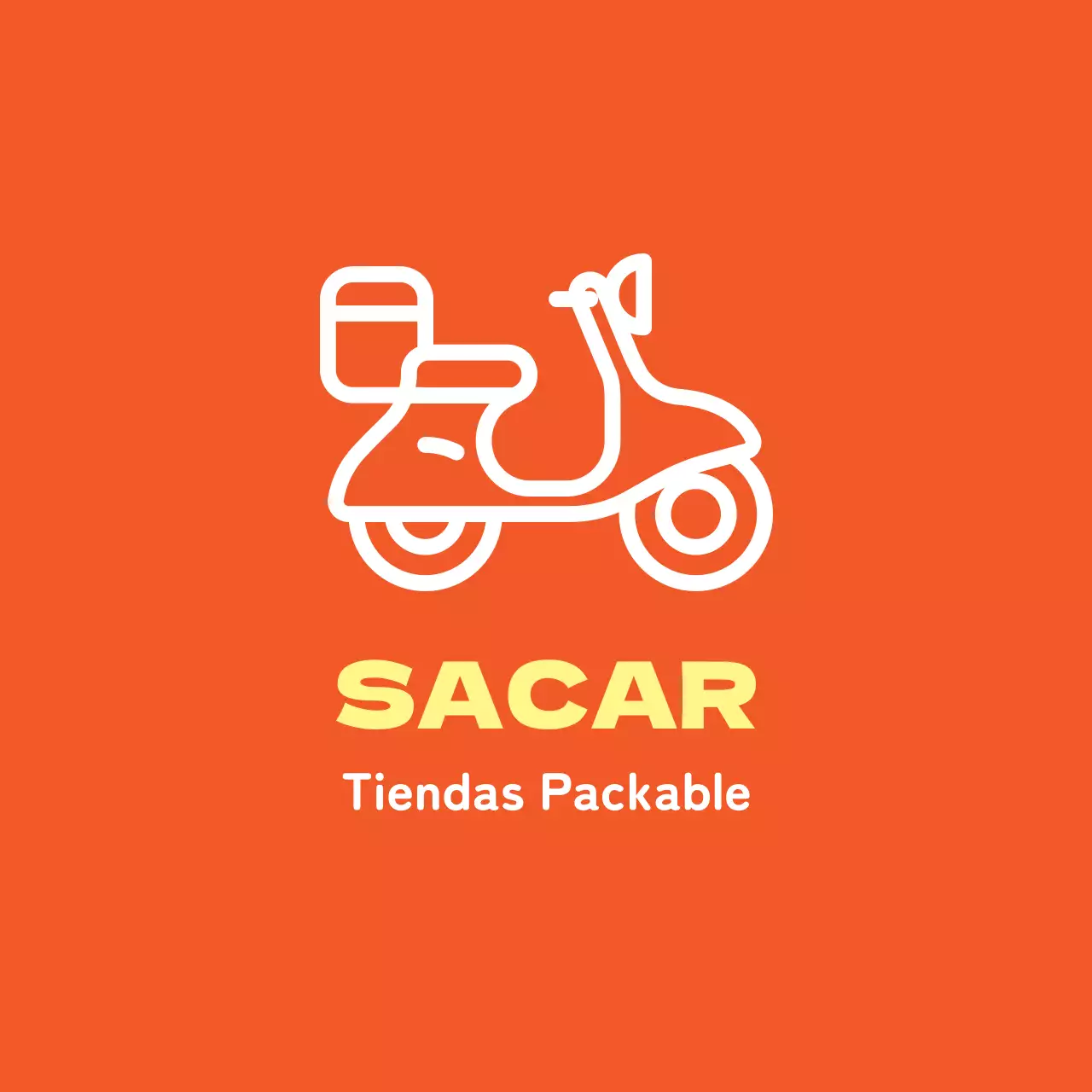 Etiqueta amarilla-naranja ilustrada que se puede empaquetar en la tienda