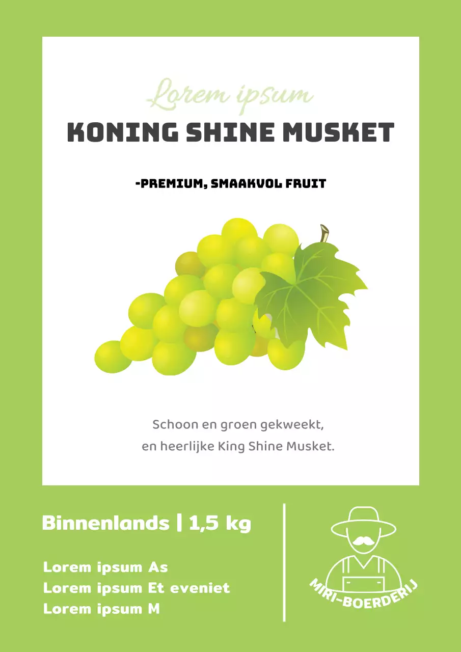 Simple Shine Muscat Label Design Poster in Lime Green