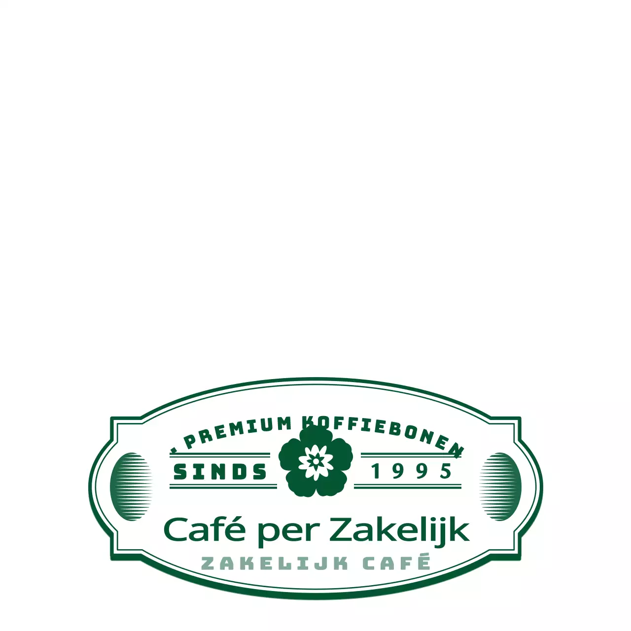 Groen en wit eenvoudig modern retro embleem logo stijl cafe informatie