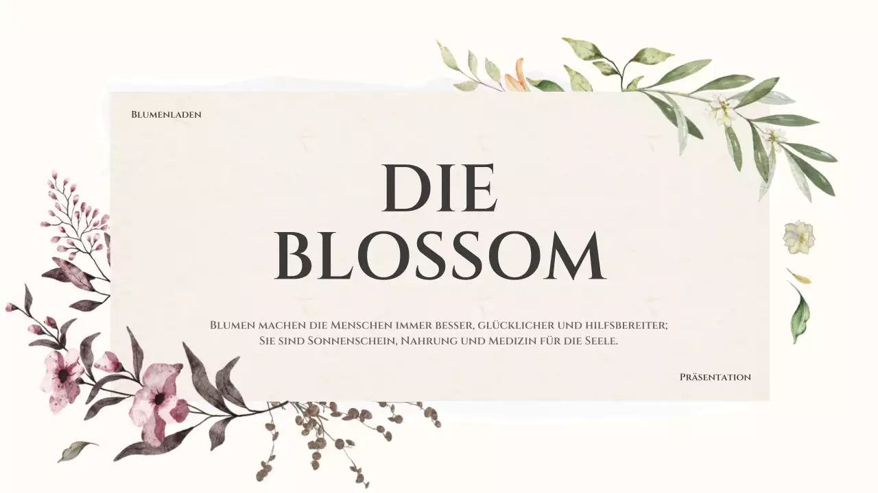 Einleitung eines Blumenladens mit Aquarellbild von beigen Blumen