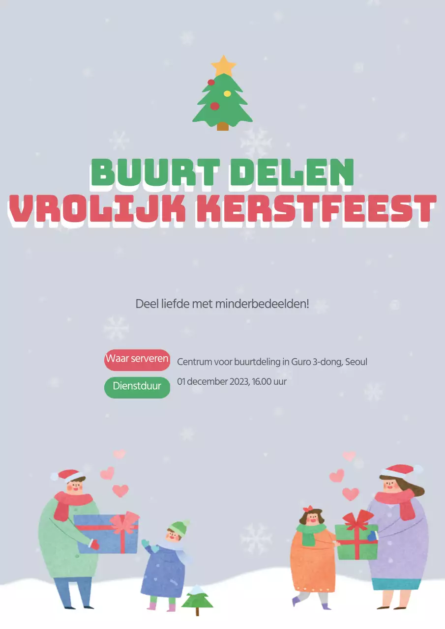 Leuke kerstfolder voor rommelmarkt in groen en rood