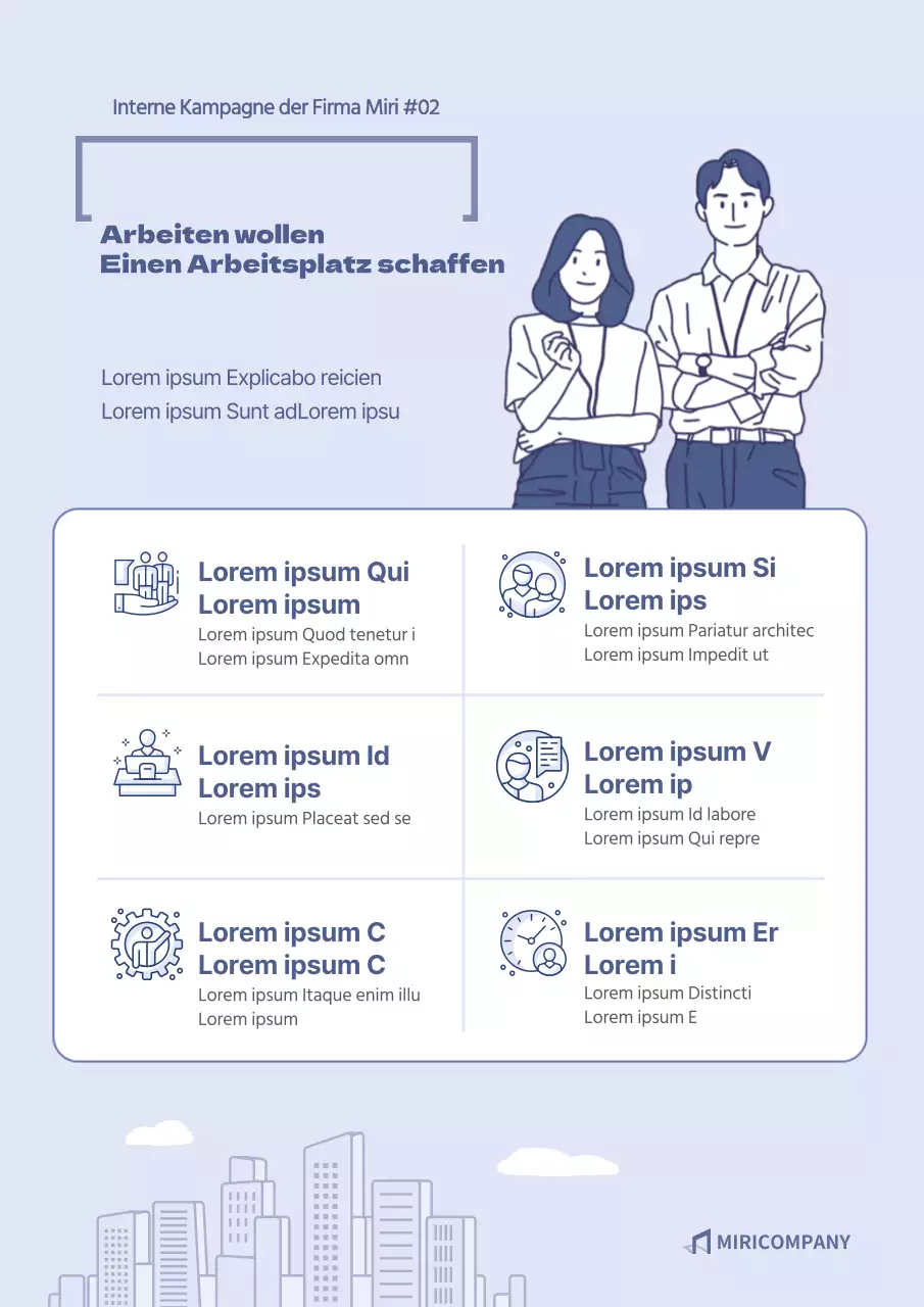 Webposter für eine interne Kampagne mit Blaustich-Illustrationen