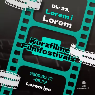 Werbung für das Filmfestival in einem mintfarbenen und schwarz-weißen Filmstil