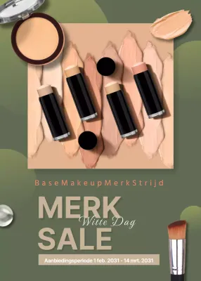 Promoot een uitverkoop van een collectie donkergroene basiscosmetica