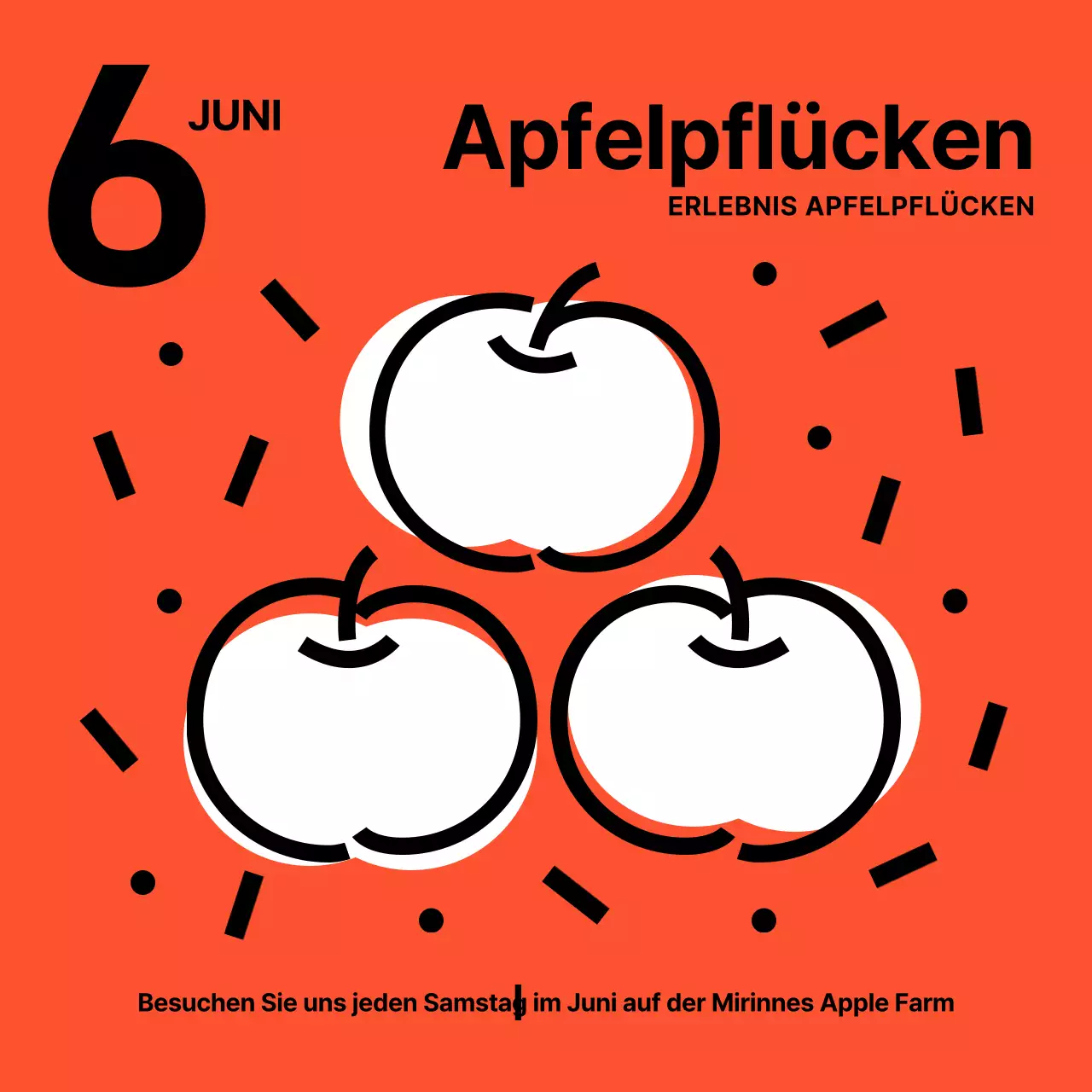 Ein einfaches rot-schwarzes Apfelpflückerlebnis