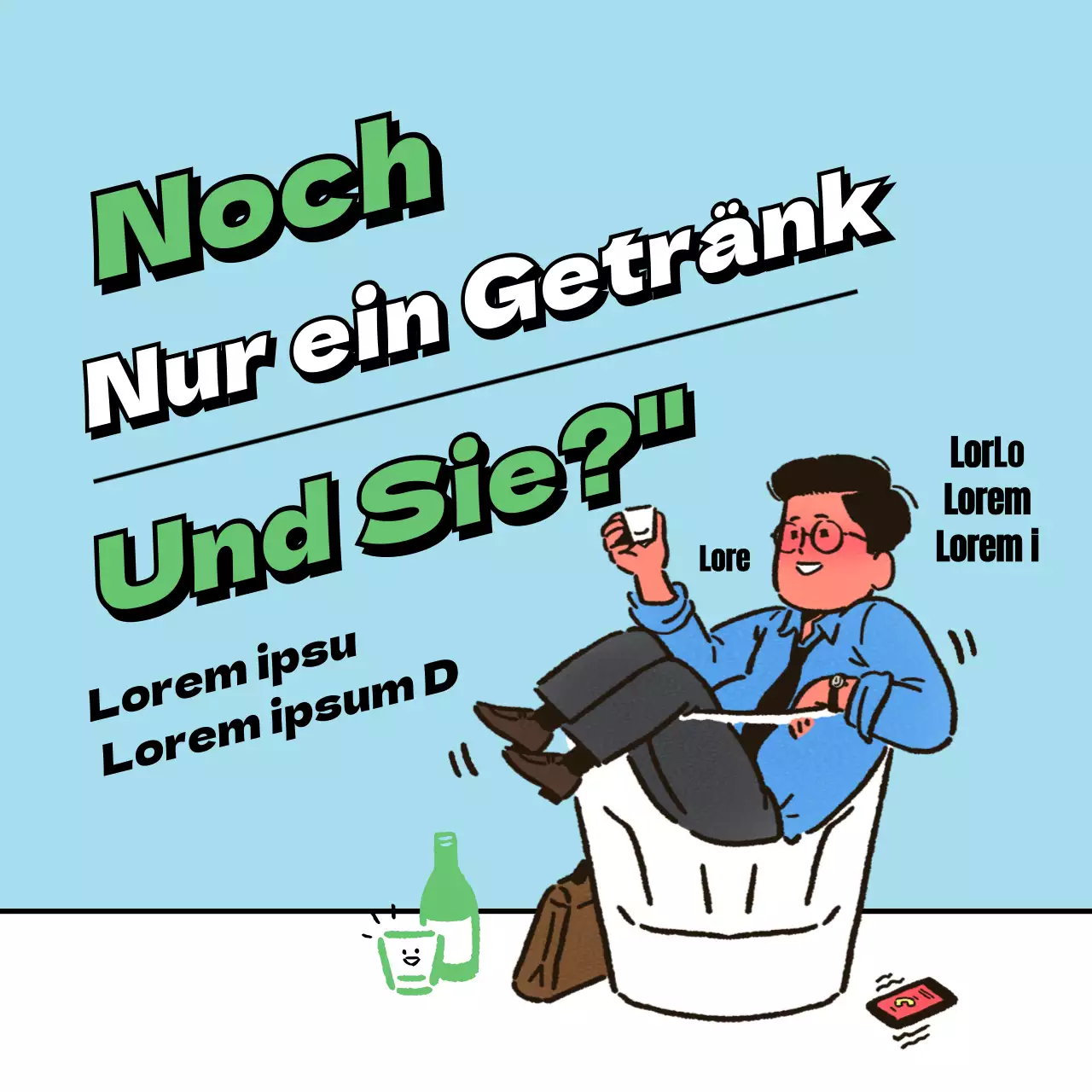 Eine hellblau-grüne Kampagne zum Jahresende für gesundes Trinken