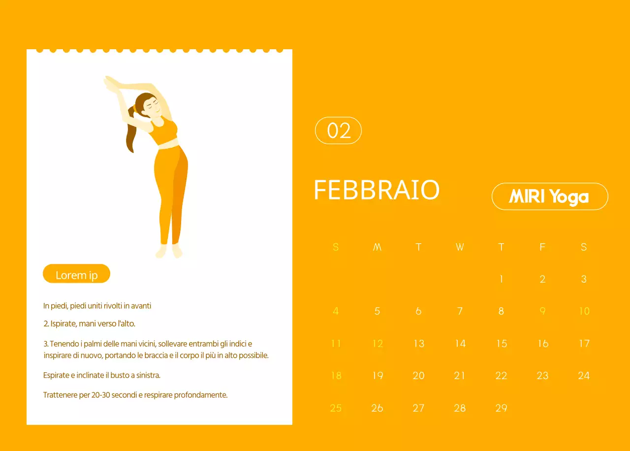 Calendari arancioni da regalare per promuovere il vostro studio di yoga