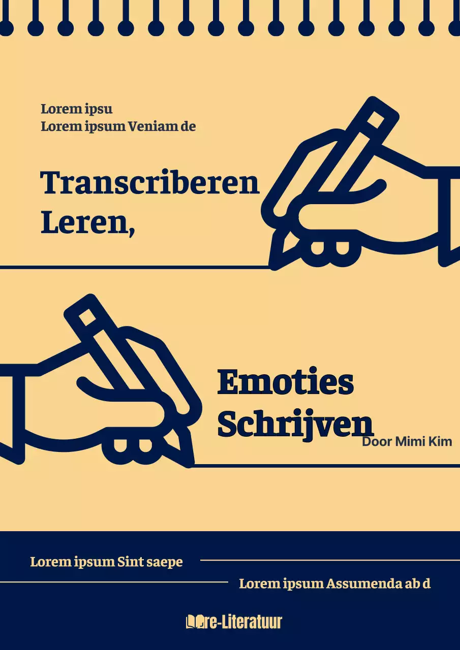 Over eenvoudig schrijven in geel en marineblauw