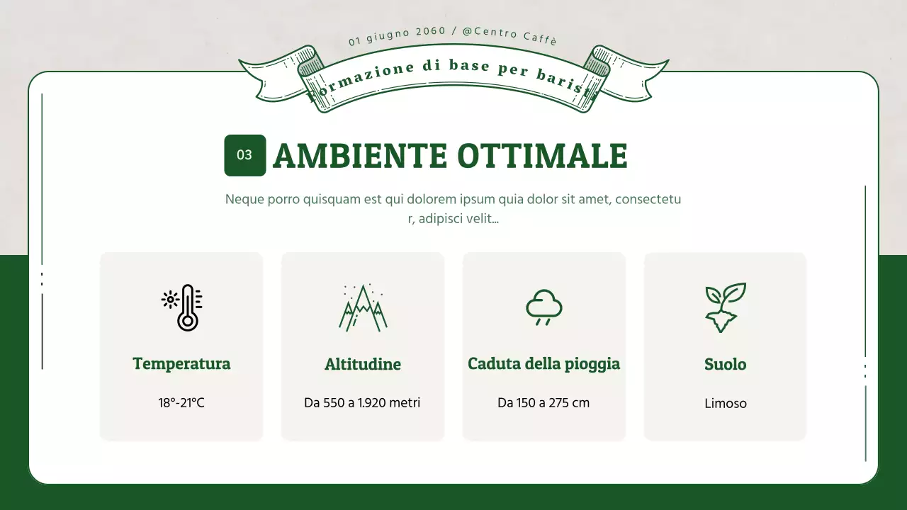 Formazione per baristi con illustrazioni verdi in 3D