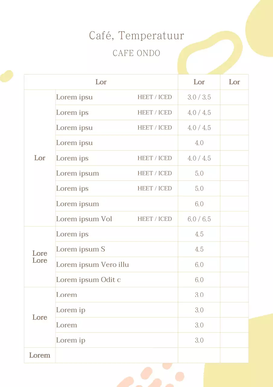 Vormen patroon eenvoudige cafe dranken menu