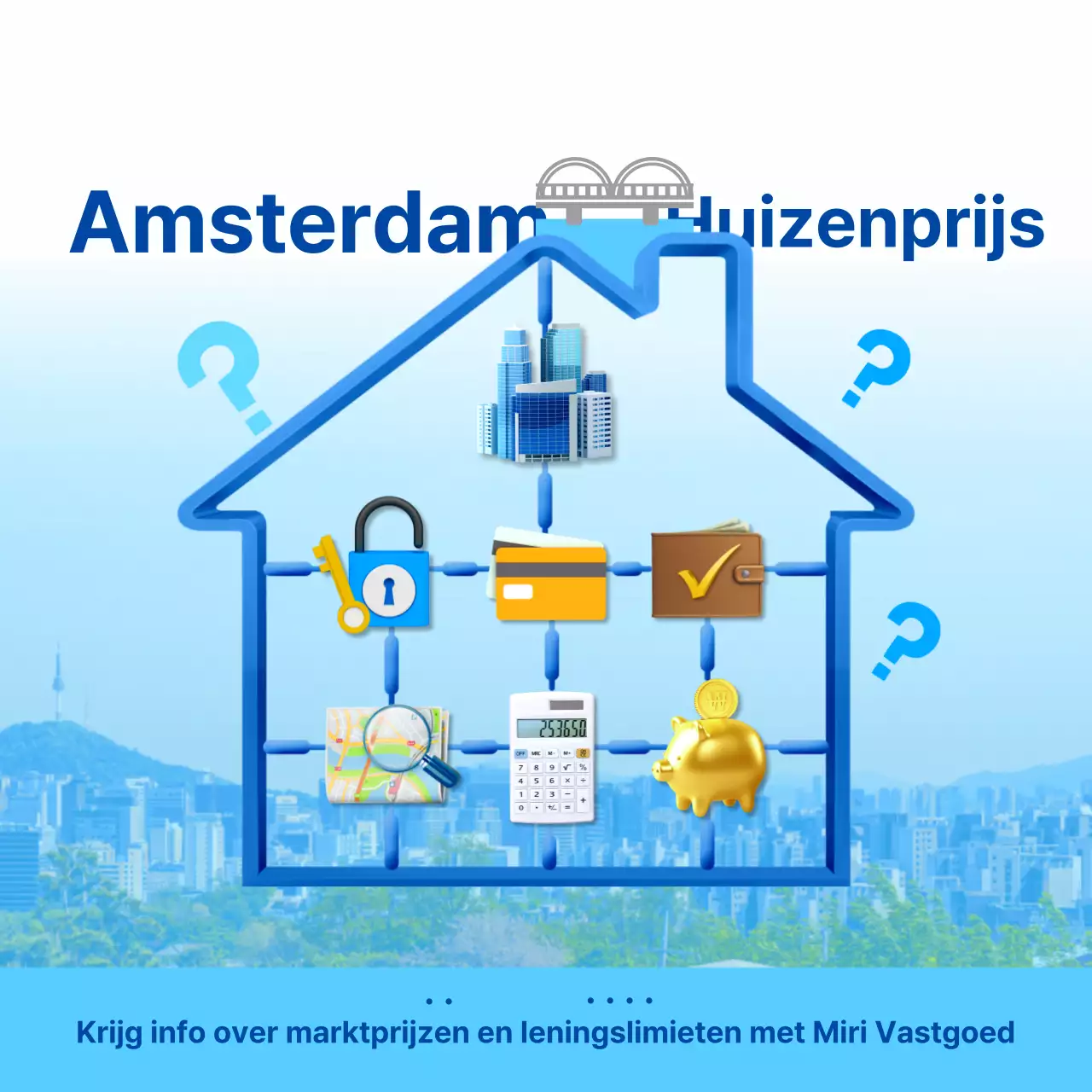 Blauw geel 3D pictogram assemblage onderdelen concept voor Seoul huis prijzen onroerend goed promotie