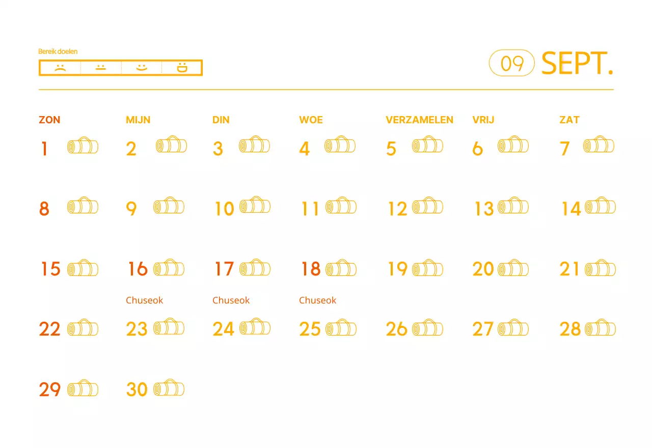 Oranje kalenders om weg te geven als je je yogastudio promoot