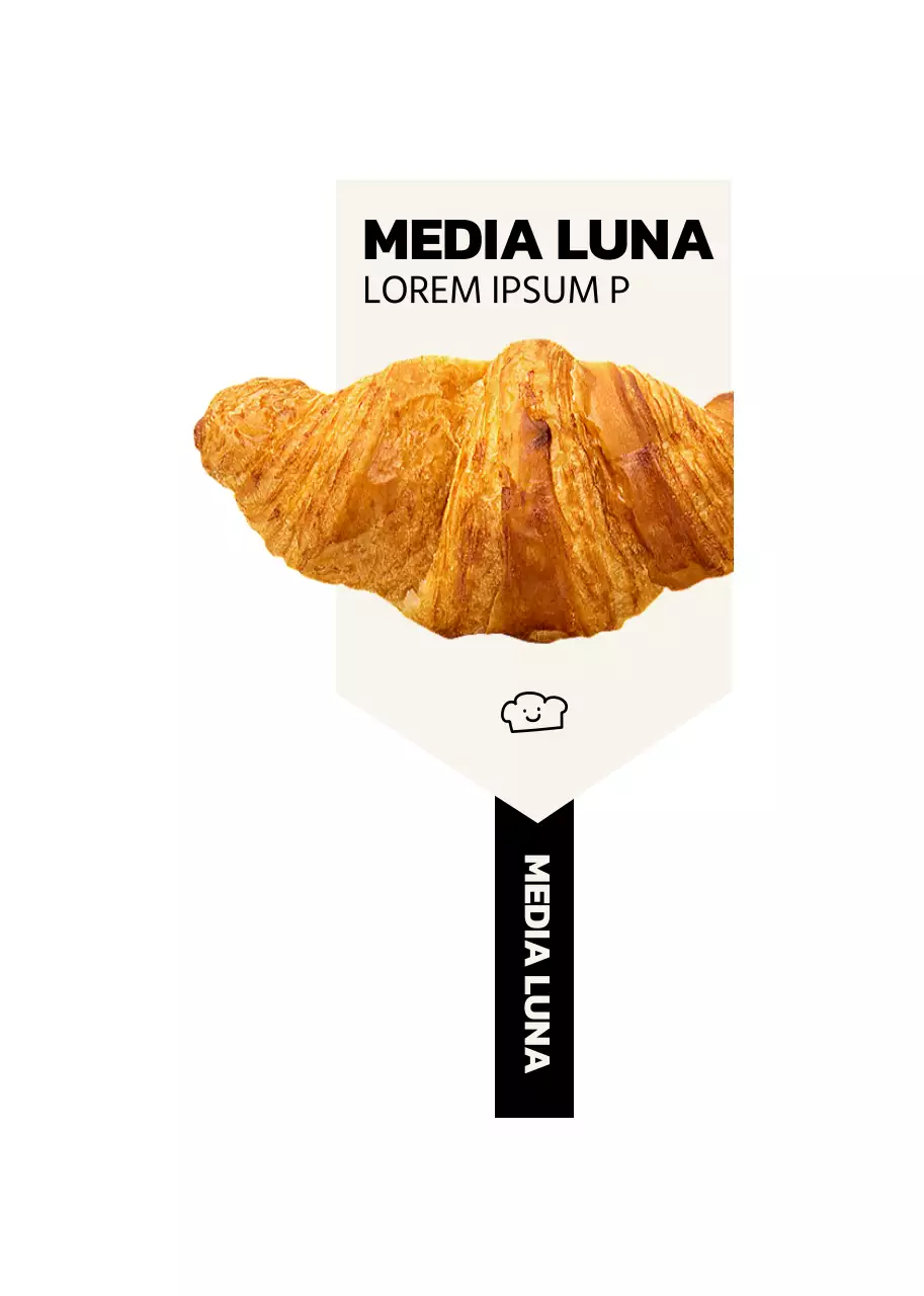 Dentro de un menú de panadería con un diseño sencillo que presenta imágenes de pan auténtico en negro y marfil.