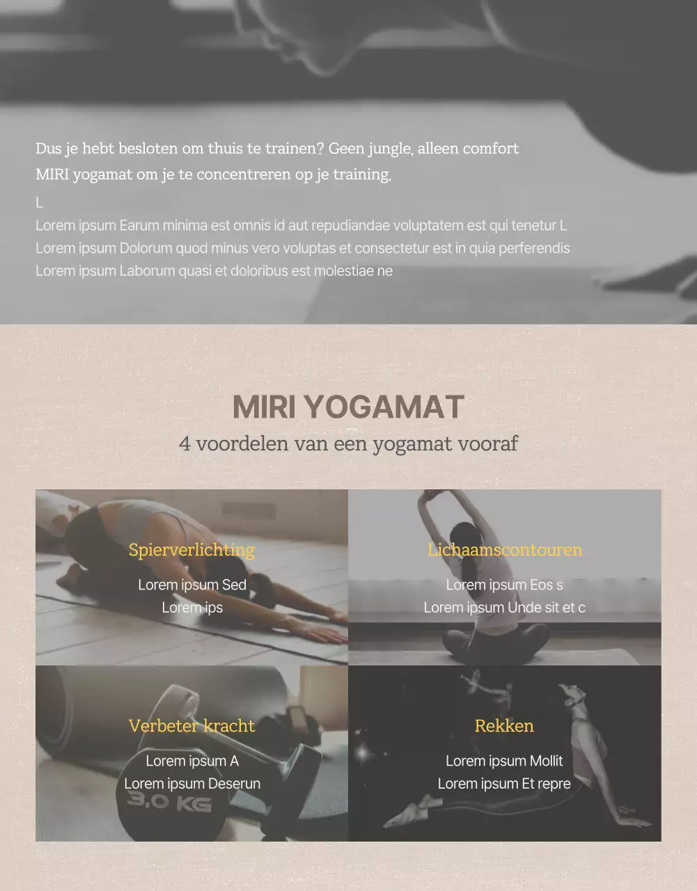 Natuurlijke bruine en gele yogamatten promoten