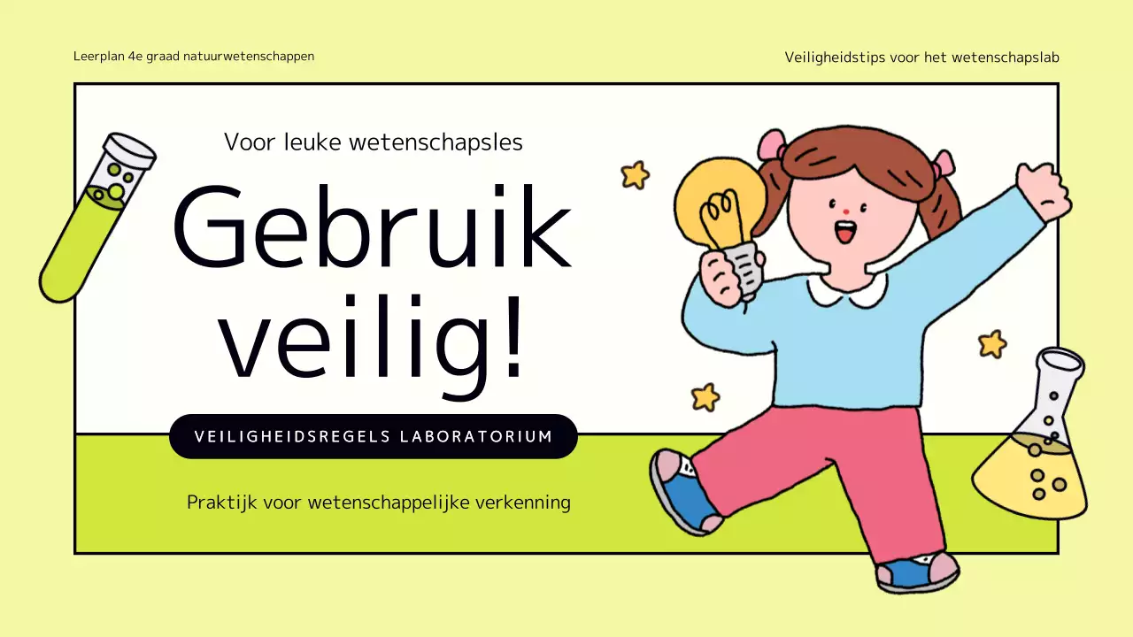 Leuke wetenschappelijke lab veiligheidstips in chartreuse en geel