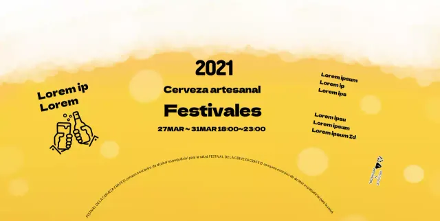 Espuma amarilla ilustración fiesta de la cerveza artesana