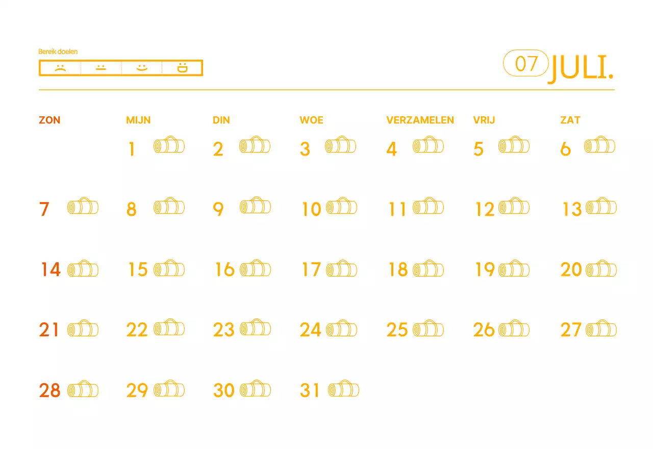 Oranje kalenders om weg te geven als je je yogastudio promoot