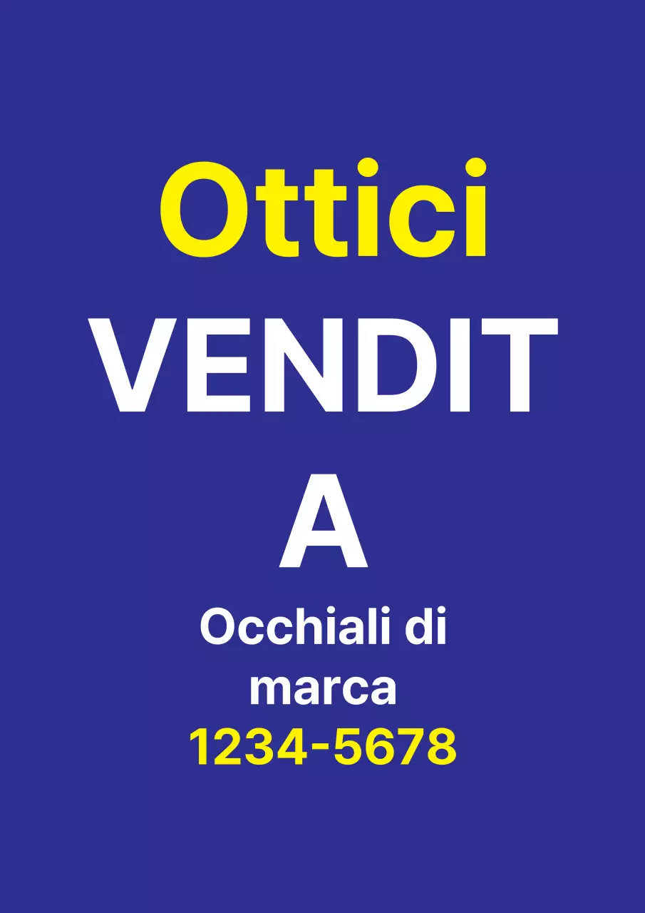 Volantino promozionale per un evento di vendita in un centro commerciale, semplice, blu e giallo