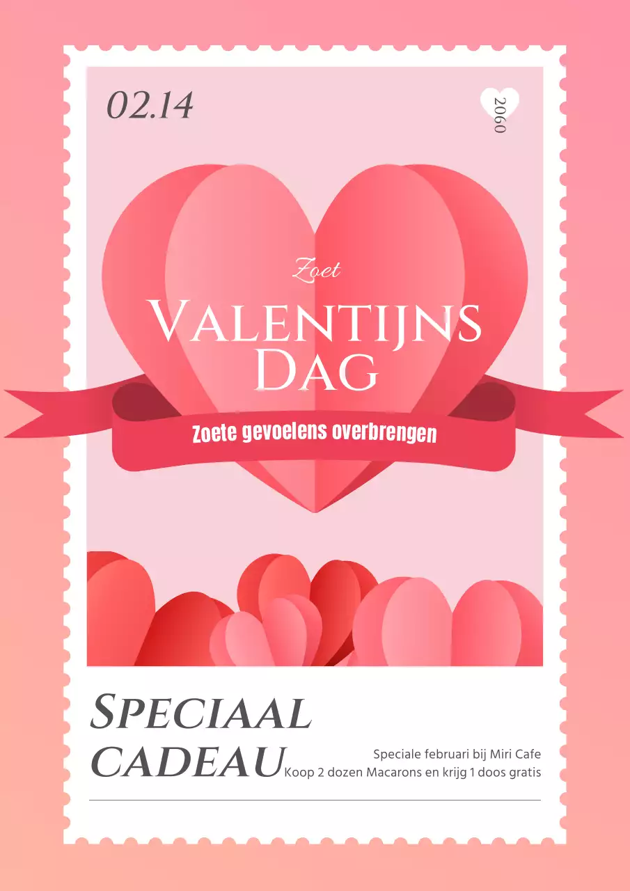 Witte dag evenement met roze hart stempel frame