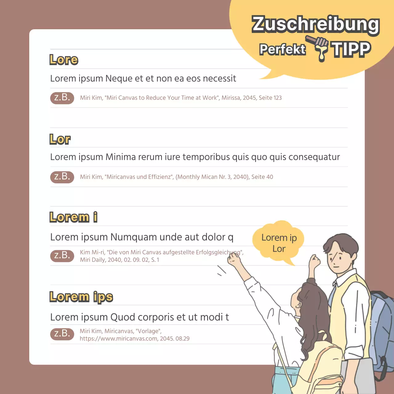 Zuschreibung von Abbildungen in Braun und Gelb