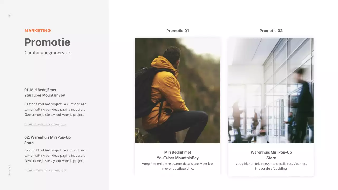 Een strakke conceptportfolio in wit en oranje