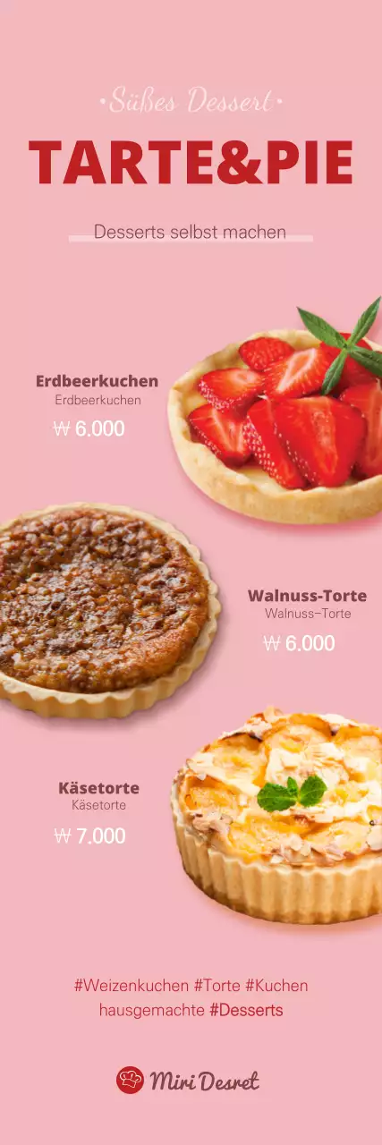 Dessert-Café-Banner in Rosa