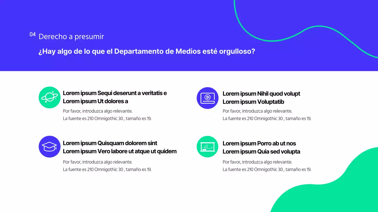 Una moderna presentación en azul y blanco del departamento de relaciones públicas de la universidad