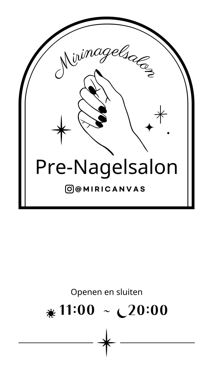 Nette handillustratie nagelsalon in wit en zwart