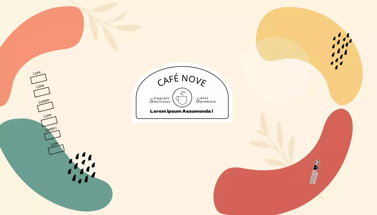 Bege formas coloridasCafé com padrão