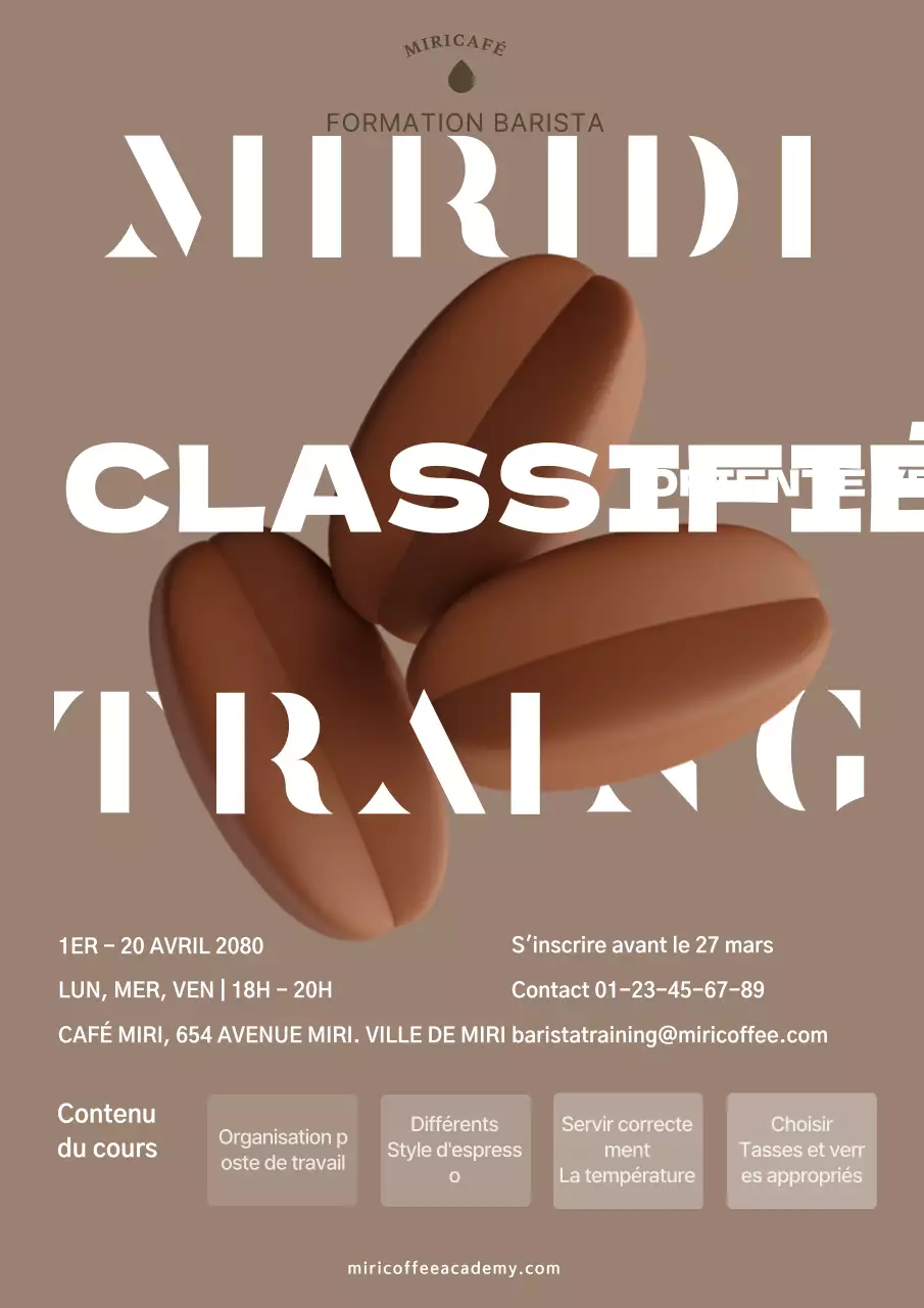 warm brown simple typography barista certification class