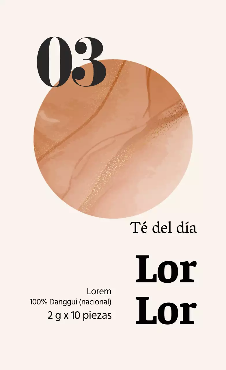 Etiqueta marrón ilustrada de la bolsita de té Cafe Danggui