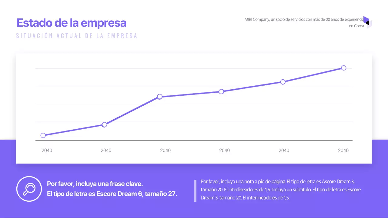Presentación sencilla de una empresa en tonos morados