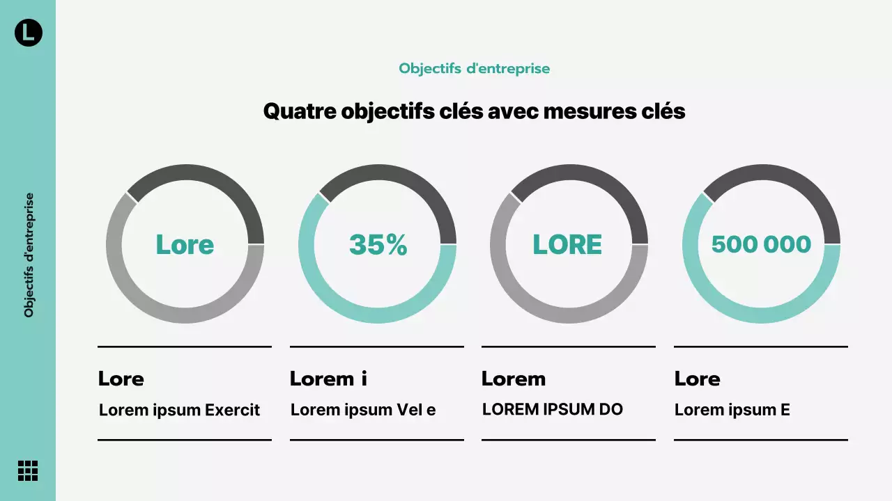 Thème moderne, gris et menthe, pour les documents d'entreprise, la déclaration de vision de l'entreprise, les célébrations et les présentations.