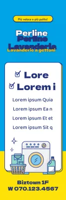 Scritta blu e giallaIllustrazione in evidenzaPromuovere una lavanderia pulita