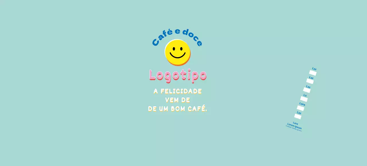 Azul Fofo Ilustração Lettering Café