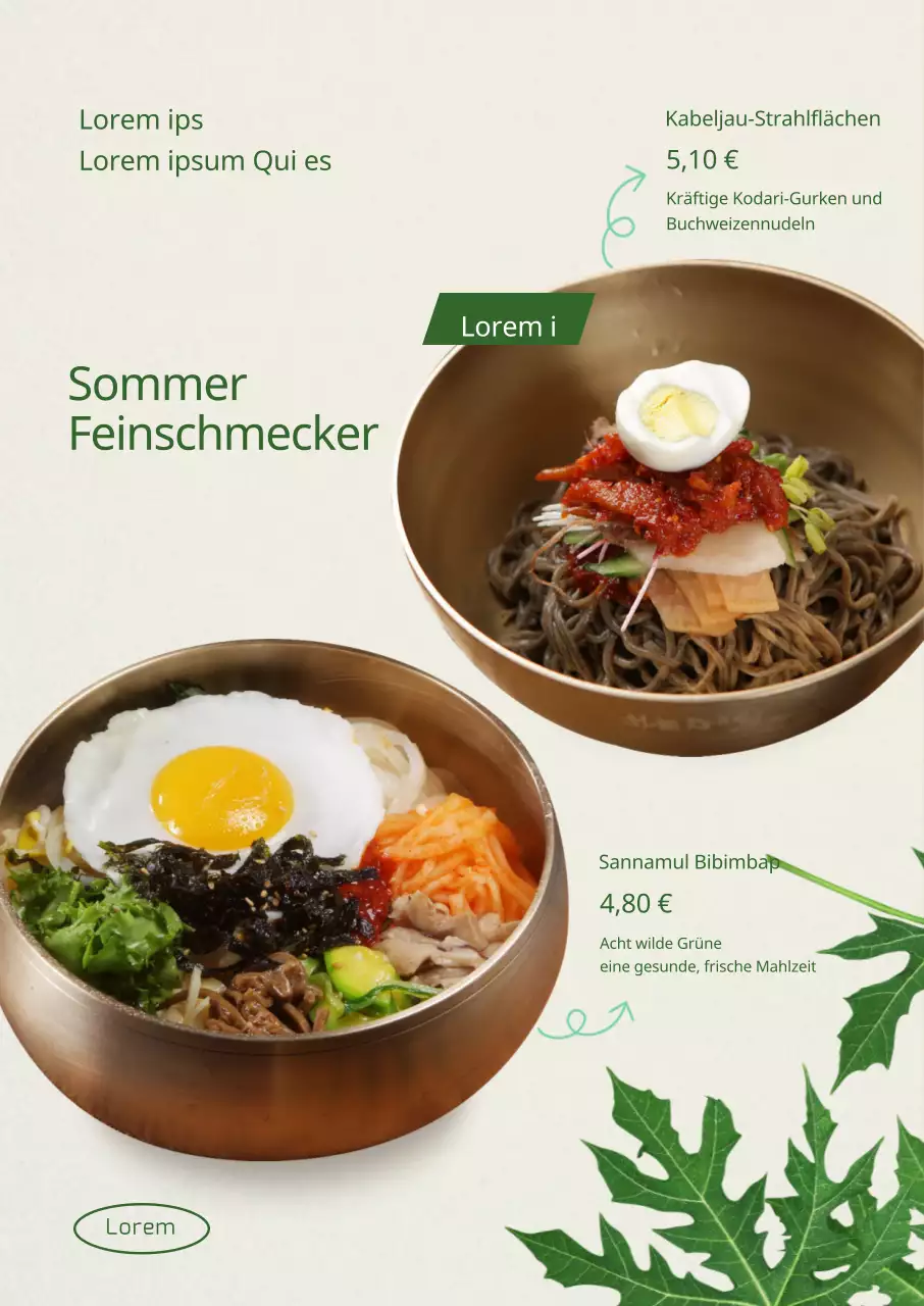 Einführung eines sommerlich inspirierten Menüs mit grünen Akzenten